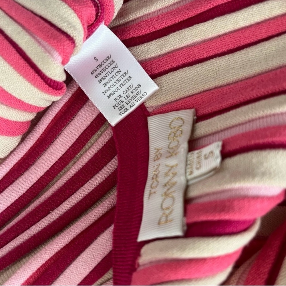 Torn by Ronny Kobo Red, Pink and Cream Artemis Knit Striped Cut-out Midi Dress - Picture 4 of 6